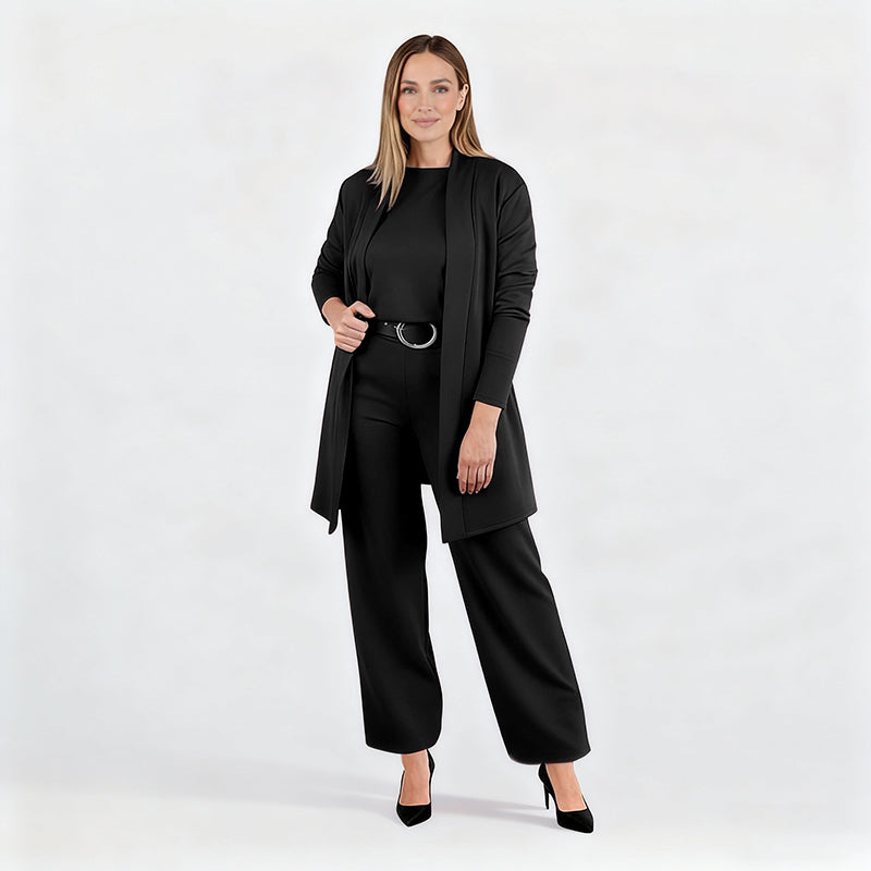 3-piece lounge set for women with cardigan, top, and pants