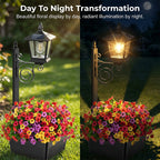 Solar plant light with integrated flower pot – warm white light