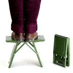 Folding metal stool for camping and outdoor use