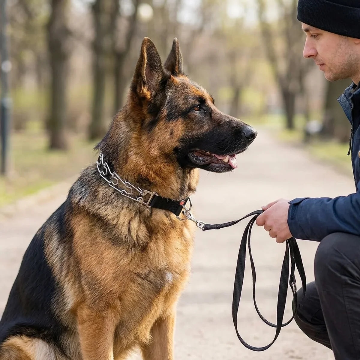 Dog Training Collar with Quick Release and Chrome Chain