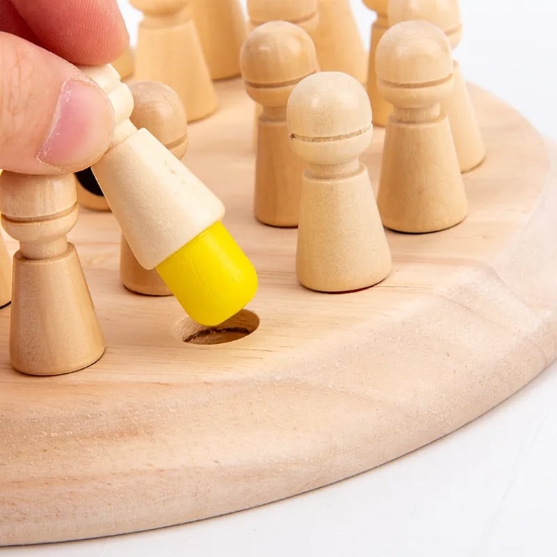 Wood Memory Game with Color Pegs & Dice – From 3 Years Old
