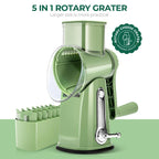 Rotary Grater with 5 Interchangeable Blades – Suction Cup Mount