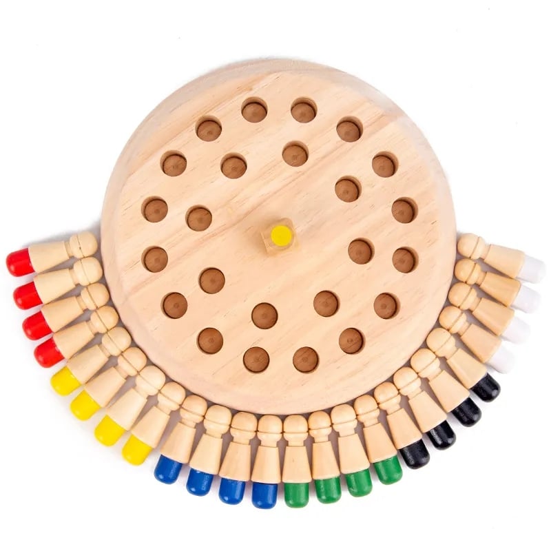 Wood Memory Game with Color Pegs & Dice – From 3 Years Old