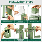 Rotary Grater with 5 Interchangeable Blades – Suction Cup Mount