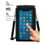 Crossbody bag with touchscreen window