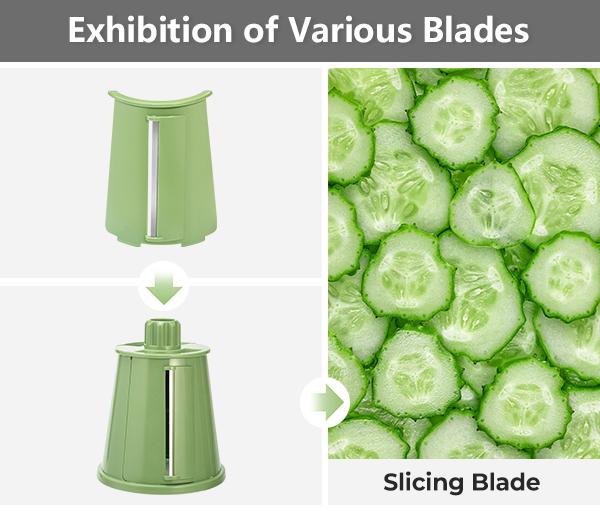 Rotary Grater with 5 Interchangeable Blades – Suction Cup Mount