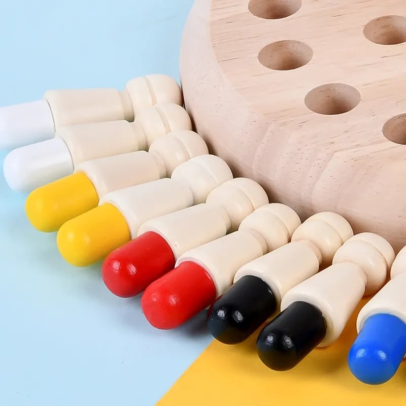 Wood Memory Game with Color Pegs & Dice – From 3 Years Old