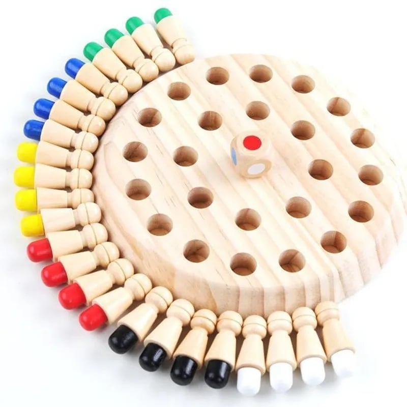 Wood Memory Game with Color Pegs & Dice – From 3 Years Old