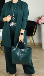 3-piece lounge set for women with cardigan, top, and pants