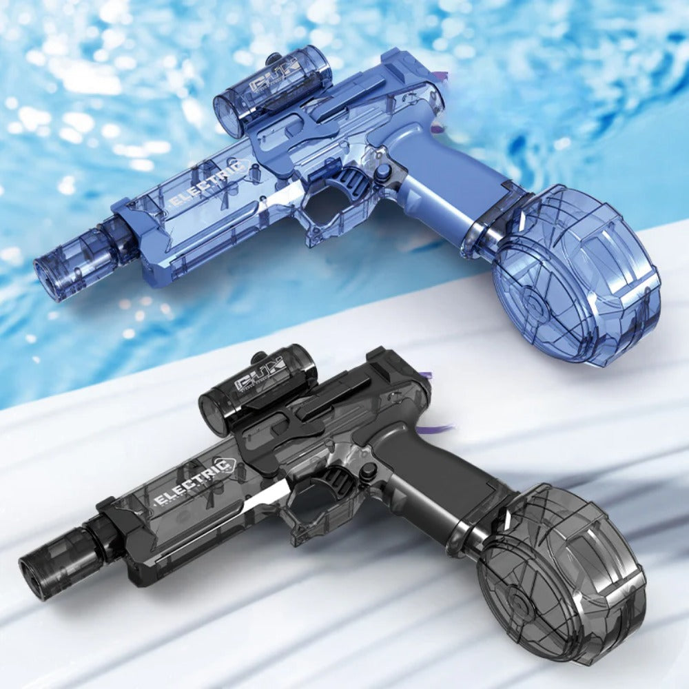 Water gun with LED lighting and silencer