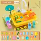 Water play table with fountain and toys
