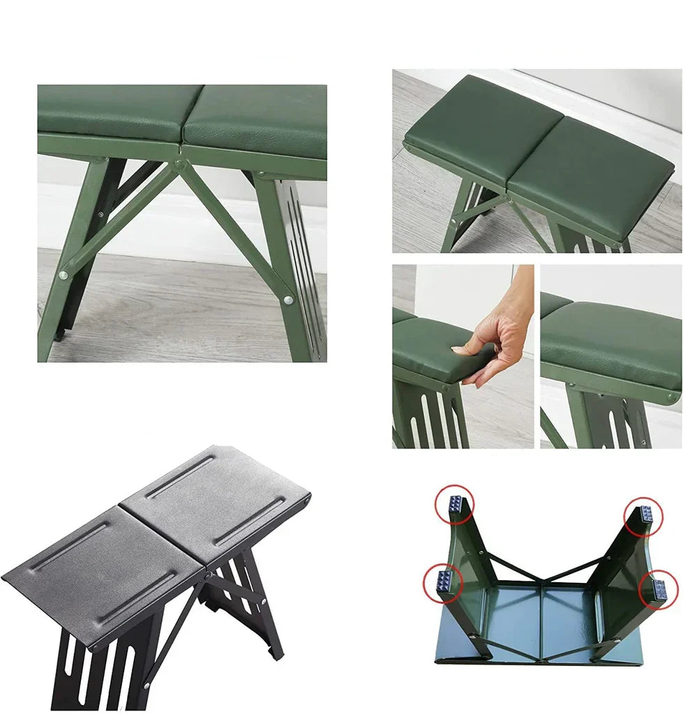 Folding metal stool for camping and outdoor use