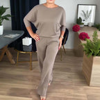 3-piece lounge set for women with cardigan, top, and pants