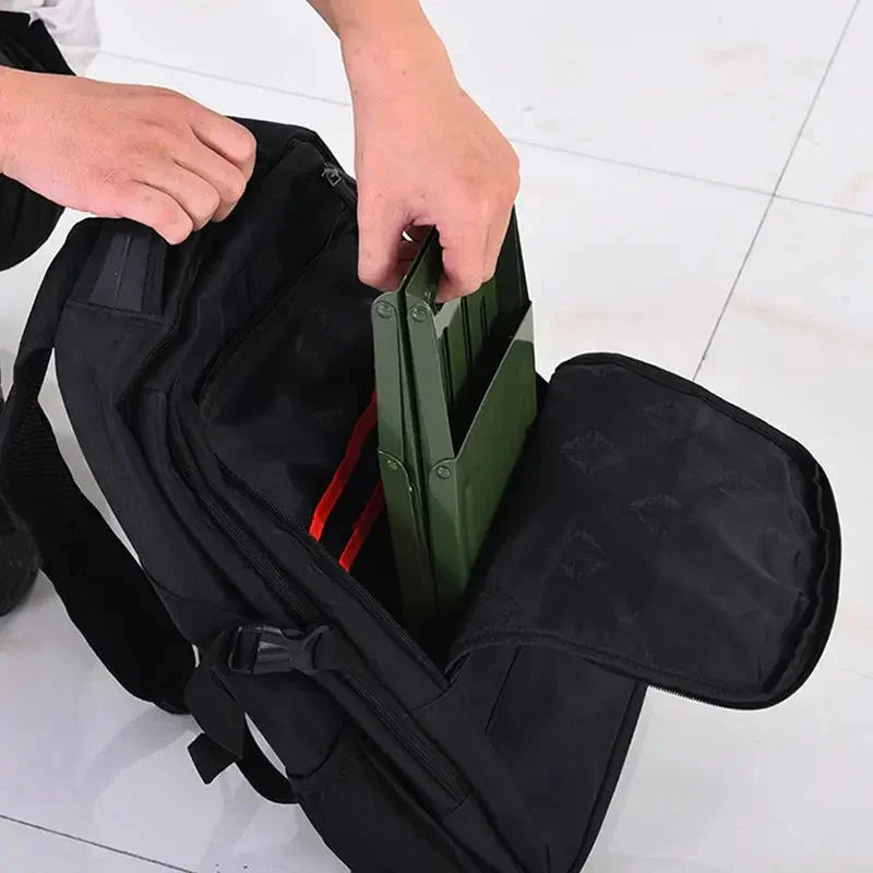 Folding metal stool for camping and outdoor use