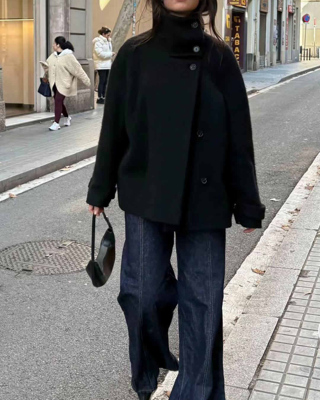 Warm quilted jacket with stand-up collar for autumn and winter