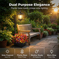 Solar plant light with integrated flower pot – warm white light