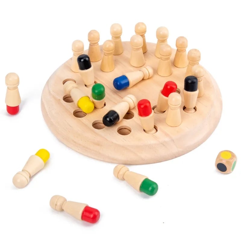Wood Memory Game with Color Pegs & Dice – From 3 Years Old