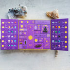 Kristall-Adventskalender mit 31 Edelsteinen und Hexenfigur