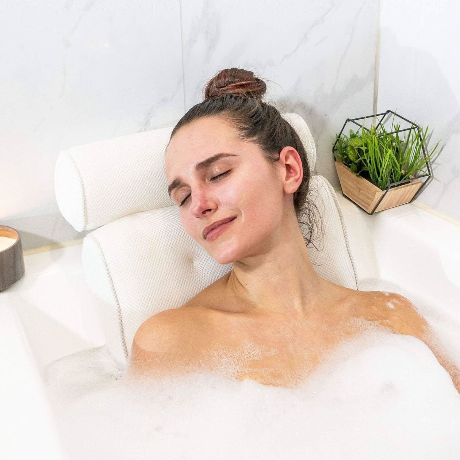 Badekissen mit Nackenstütze – ergonomisch, 38 × 34 cm
