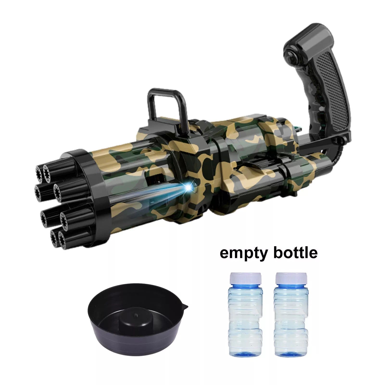 Automatic bubble machine with pistol grip