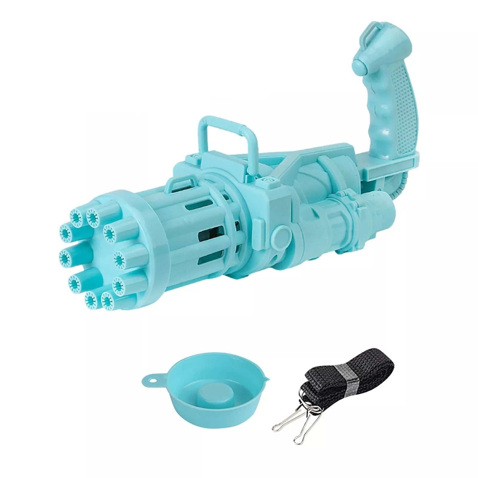 Automatic bubble machine with pistol grip