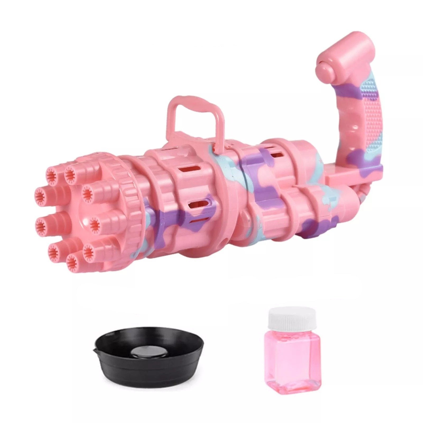 Automatic bubble machine with pistol grip