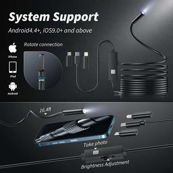 Endoskop-Kamera für Smartphones mit flexiblem Kabel