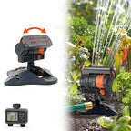 Oscillating lawn sprinkler with timer for garden irrigation