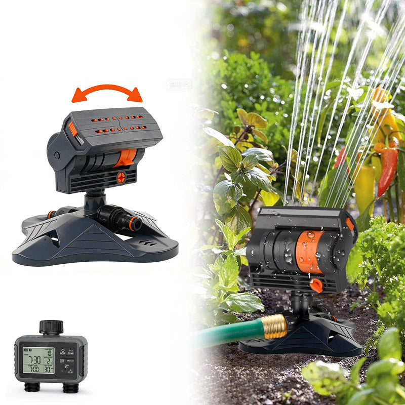 Oscillating lawn sprinkler with timer for garden irrigation