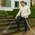 High-pressure nozzle for garden hose with 2 attachments