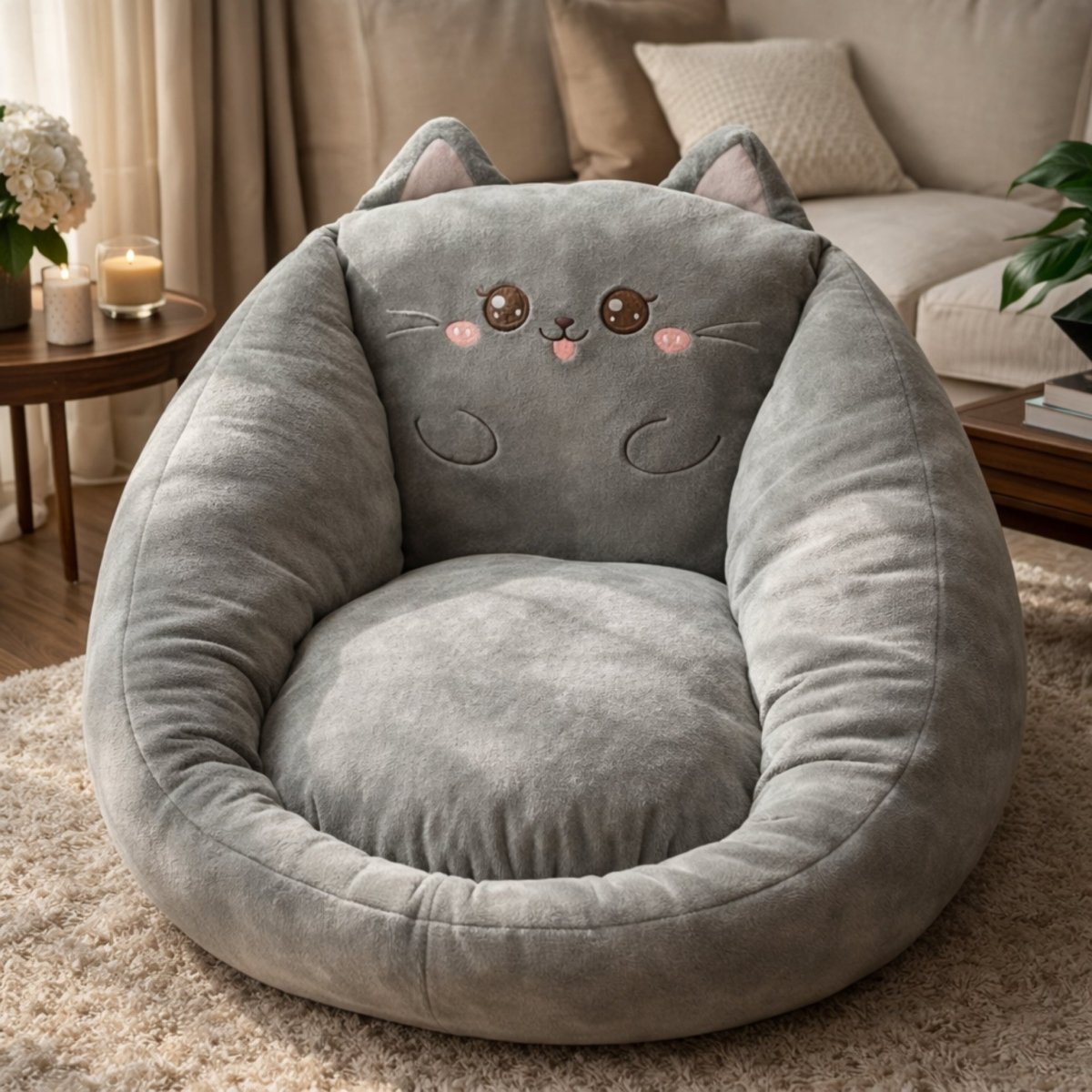 Sitzsack Plüsch mit Tiermotiv – weicher Bodensessel