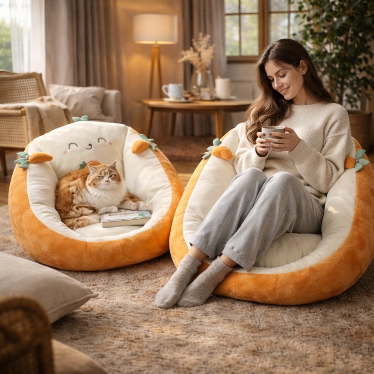 Sitzsack Plüsch mit Tiermotiv – weicher Bodensessel