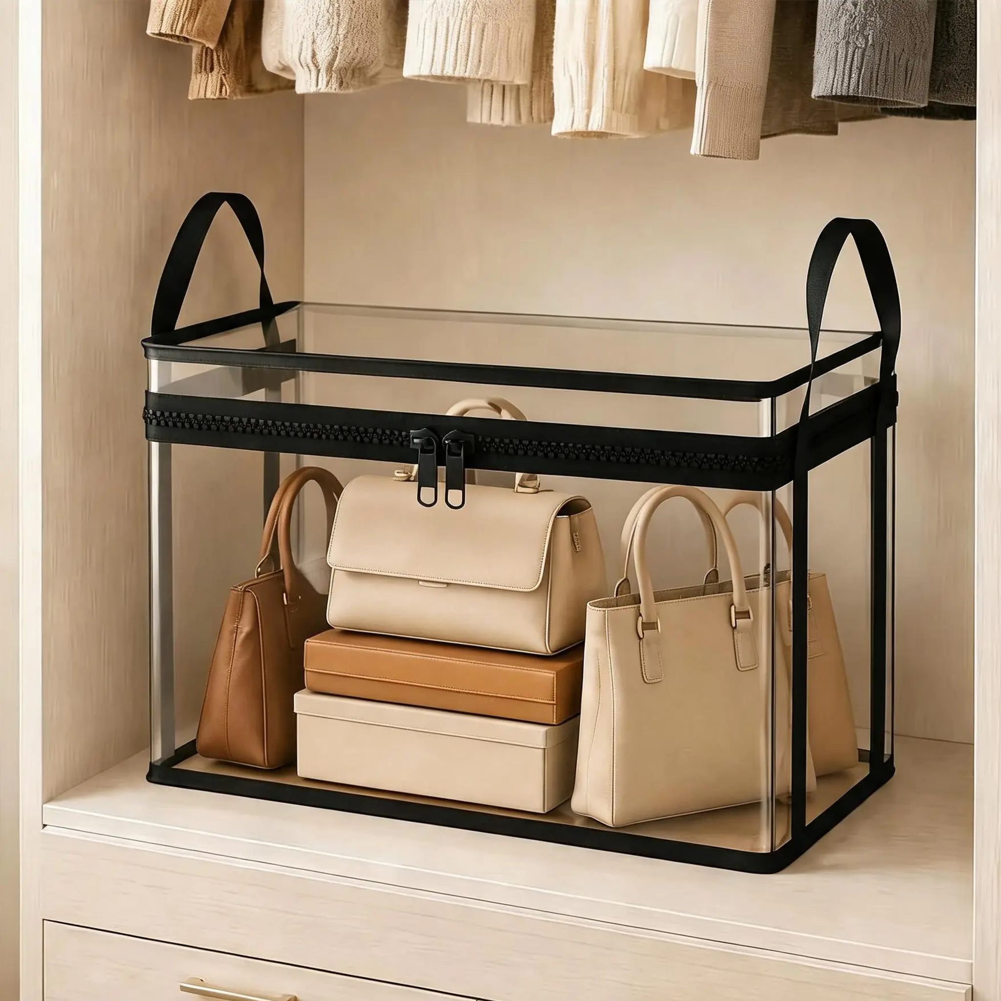 Transparent storage bag with zipper