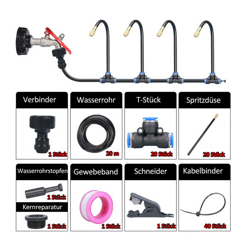 Irrigation system spray mist 360° adjustable