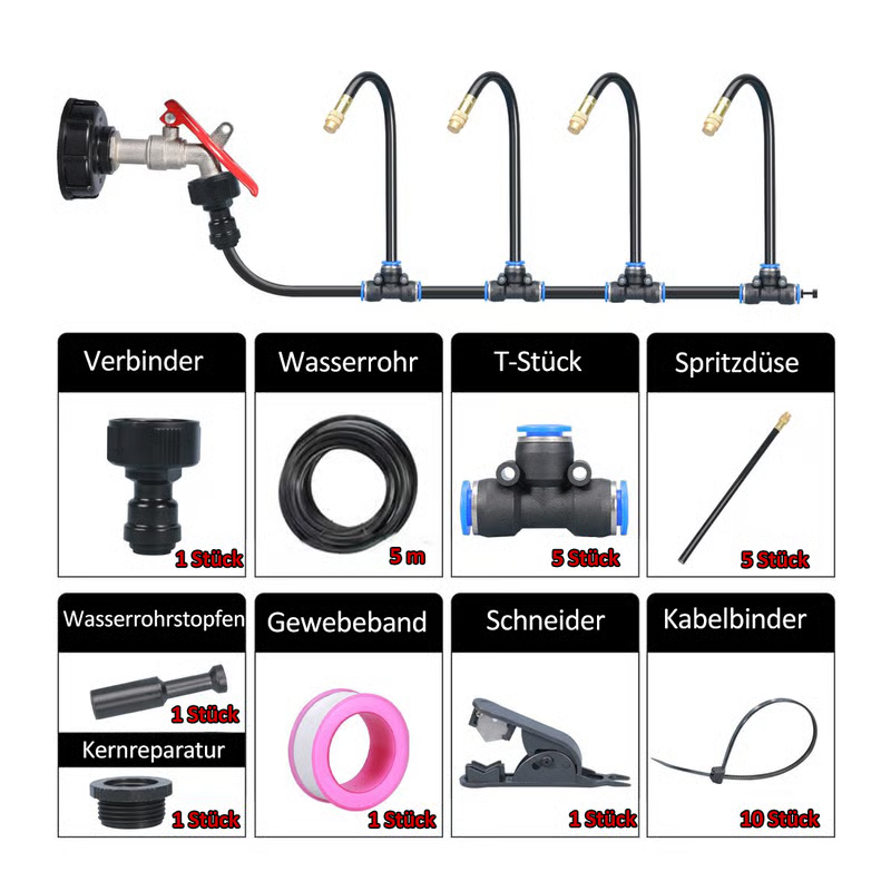 Irrigation system spray mist 360° adjustable
