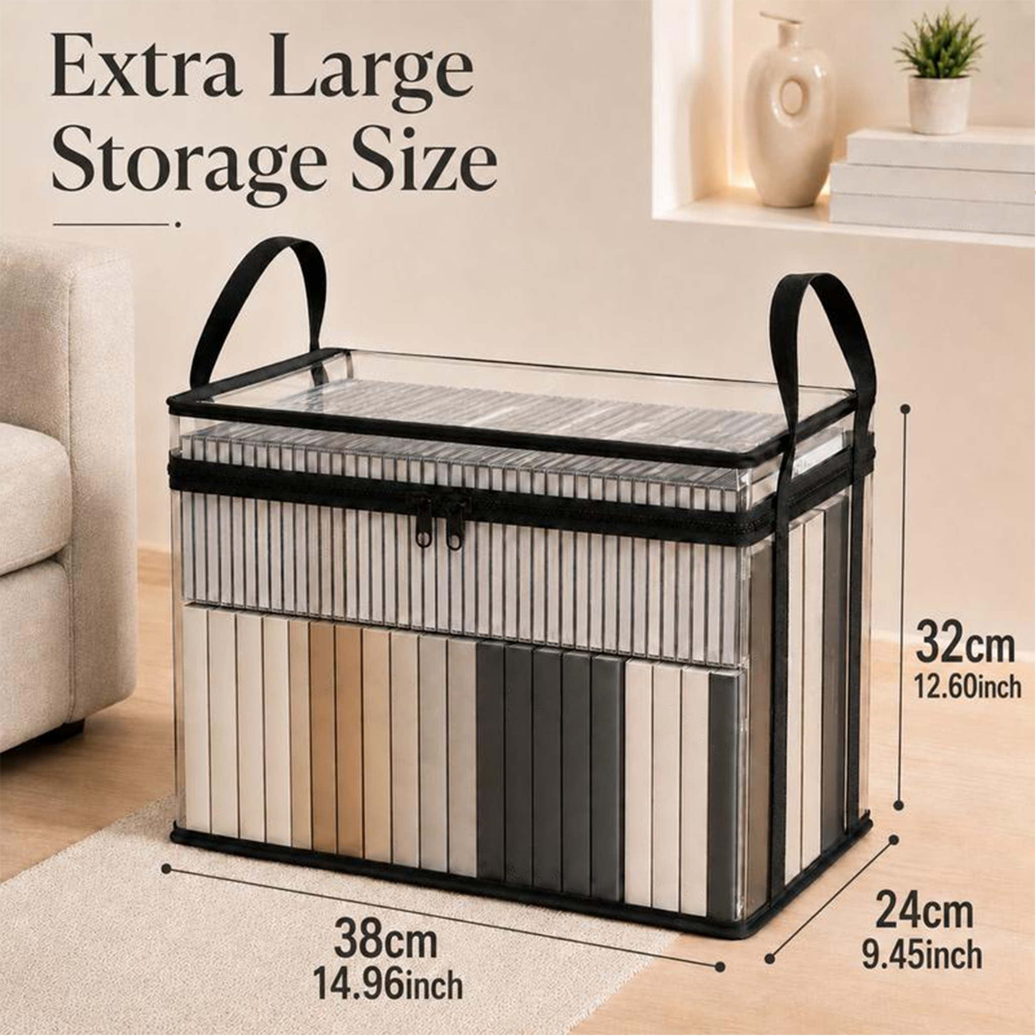Transparent storage bag with zipper