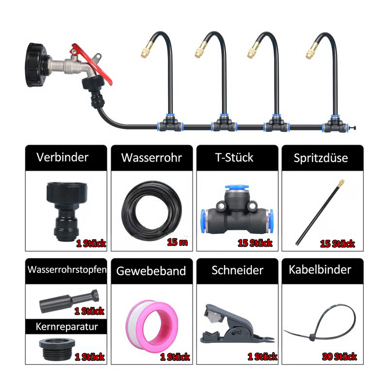 Irrigation system spray mist 360° adjustable