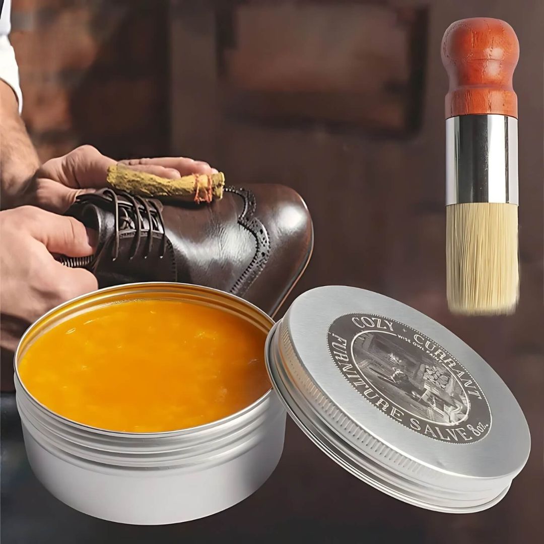 Leather Care Balm with Applicator Brush – Renew Shine and Prevent Cracks