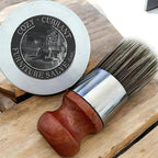 Leather care set with balm and application brush for furniture