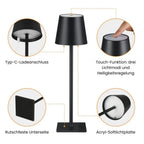 Wireless LED Table Lamp with Touch Dimmer – Cable-Free, Pure Atmosphere