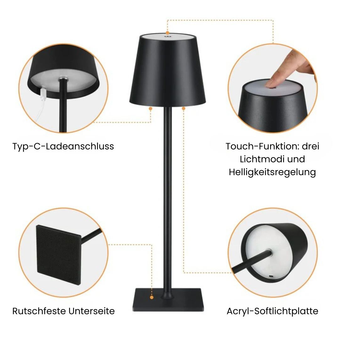 Wireless LED Table Lamp with Touch Dimmer – Cable-Free, Pure Atmosphere