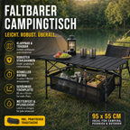 Klappbarer Campingtisch mit Rollup-Tischplatte