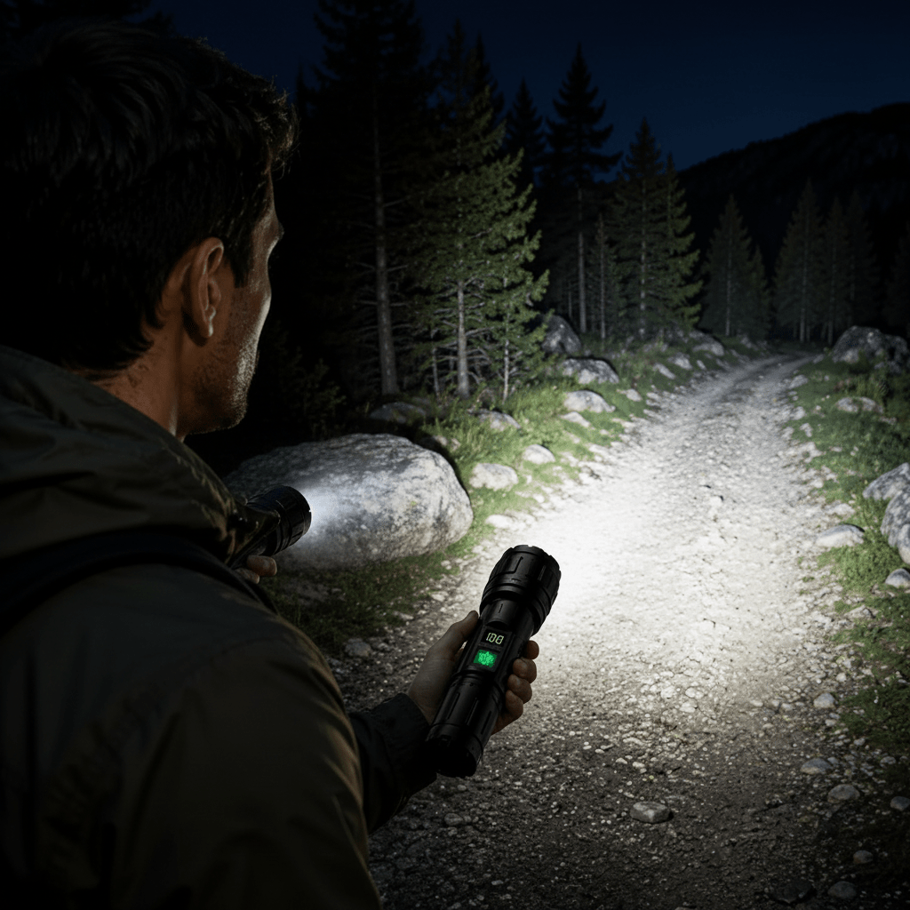 LED-Taschenlampe mit Digitalanzeige für Outdoor und Camping