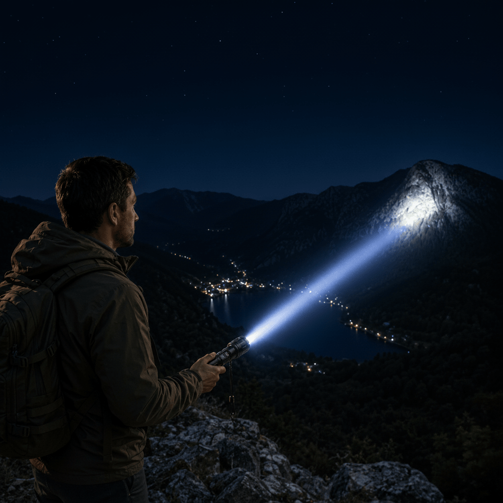 LED-Taschenlampe mit Digitalanzeige für Outdoor und Camping