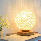 Tischlampe Rattan Kugel 30 cm mit Dimmfunktion