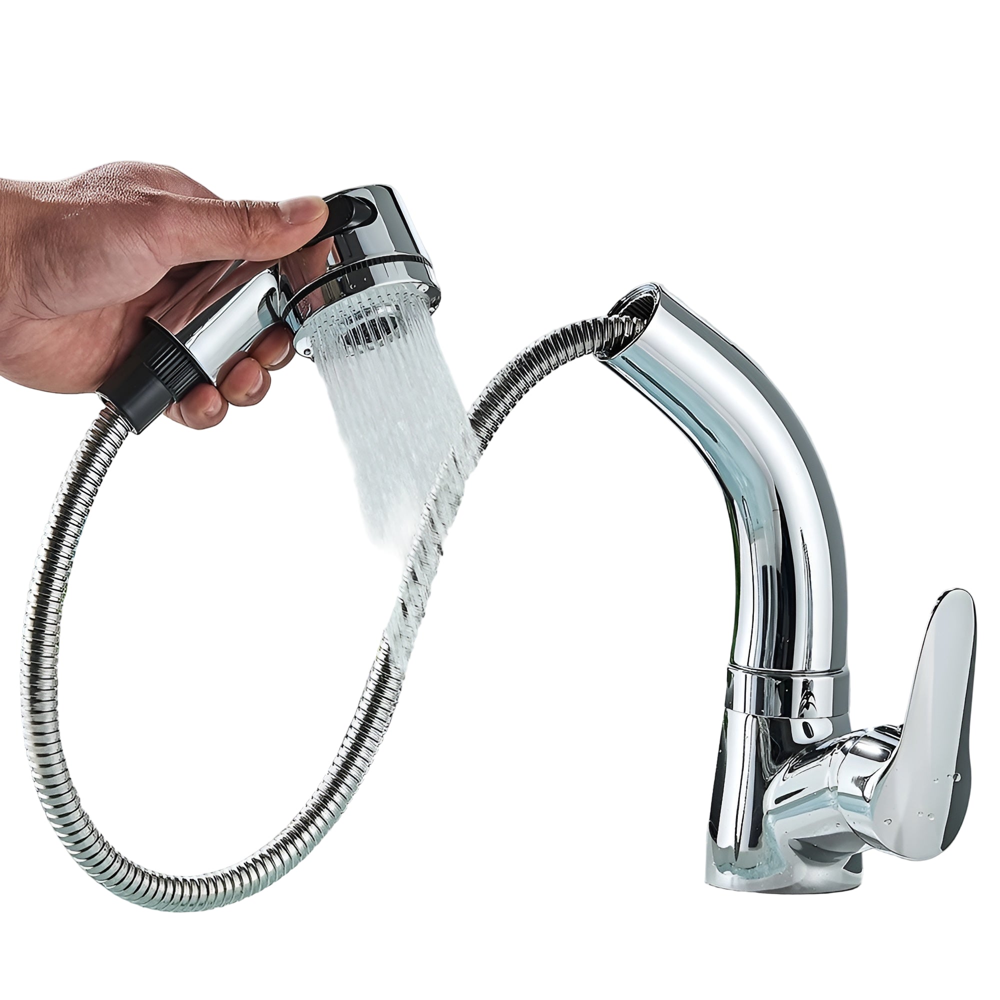 Bathroom Faucet with Pull-Out Spray Head – Extended Reach