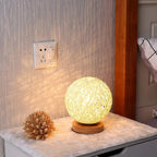 Tischlampe Rattan Kugel 30 cm mit Dimmfunktion