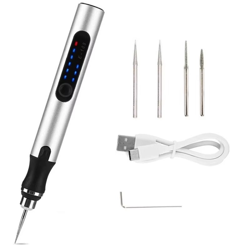 Elektrischer Gravierstift mit Akku, 3 Stufen bis 18.000 U/min, USB-C, Aluminium