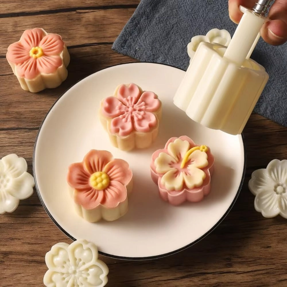 Mooncake-Form mit Prägemuster 4-teilig
