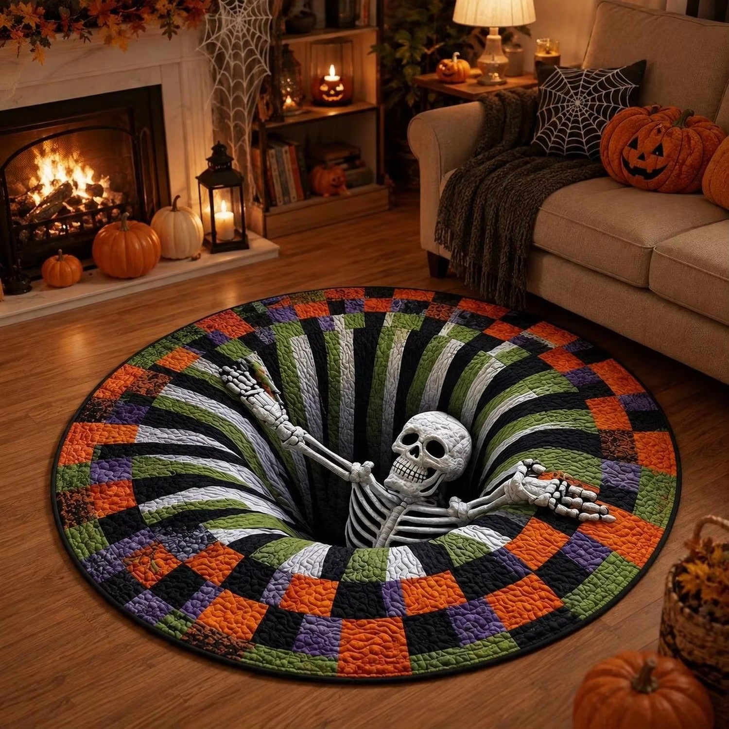 3D Vortex Teppich Halloween Motiv